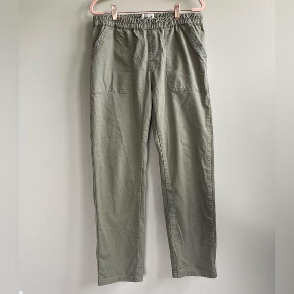 Pact Canvas Chino Roll Up Pants Organic Cotton Light Green Elastic Waist - Picture 1 of 11